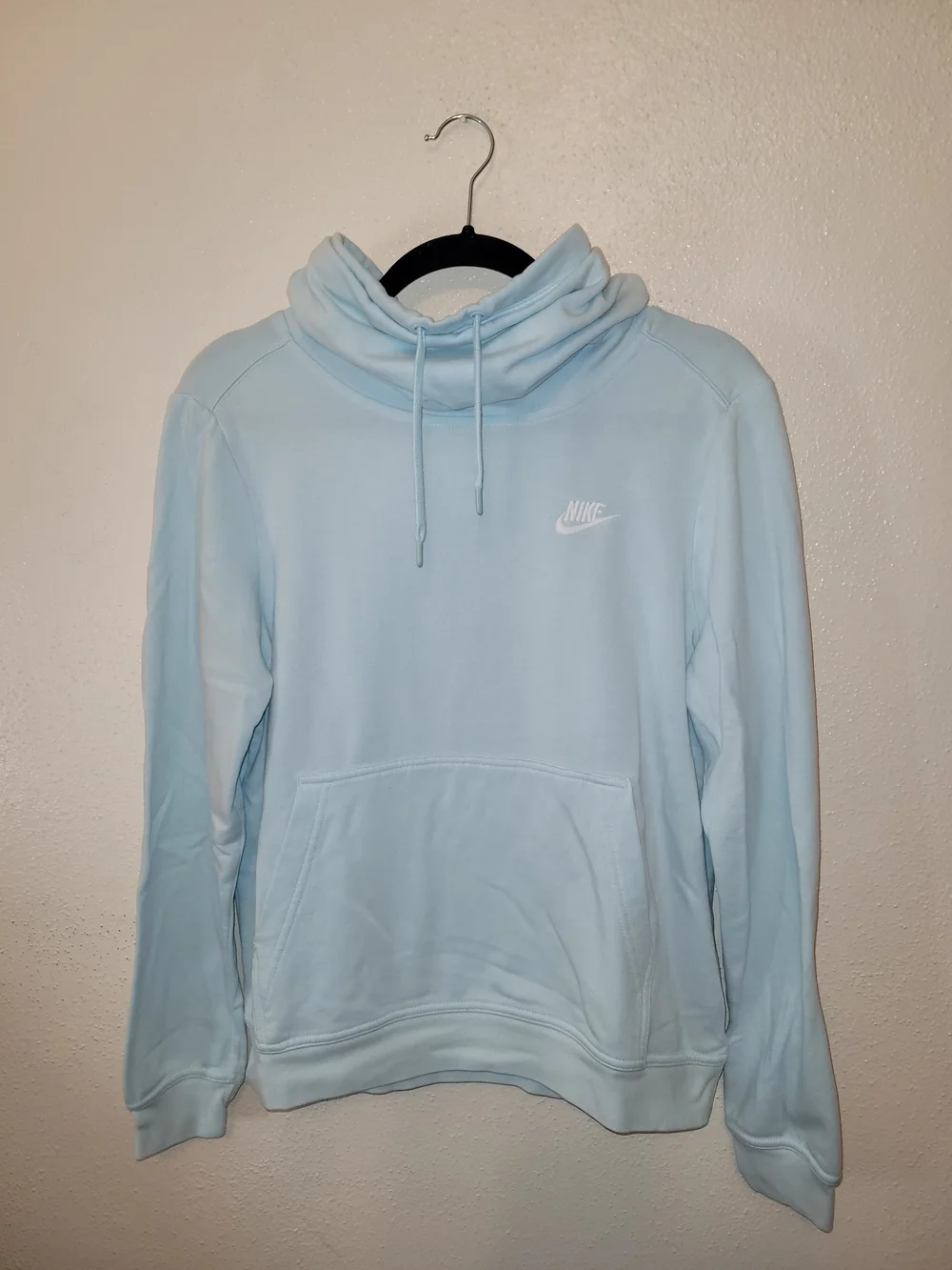 Nike Sportswear Funnel Cowl Neck Fleece Pullover Hoodie Light Blue M